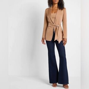 Express Tan Tie-Waist Blazer